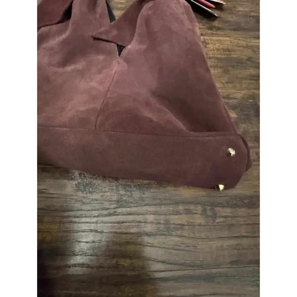 DIVINA FIRENZE suede double knot Hobo Shoulder Bag Wine